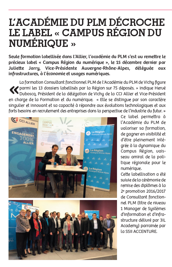 l’Académie du PLM labellisée CAMPUS REGIONAL DU NUMERIQUE
